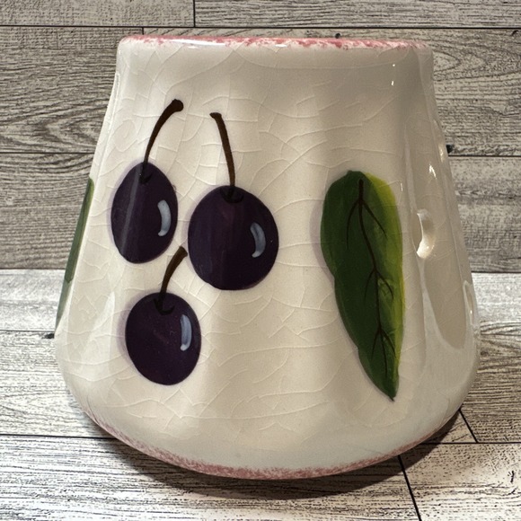 HOME INTERIORS Ceramic Candle Shade Topper (4x5.25") Fruits *Crazed Or Crackled* - Picture 3 of 6